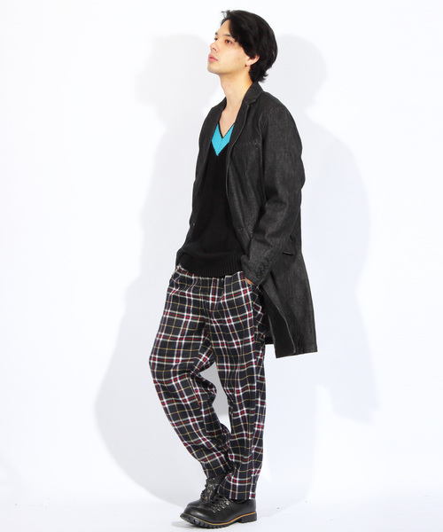 ８(eight)（エイト）の「チェック ワイドパンツ チノパン シェフパンツ（チノパンツ・メンズ・ネイビー/ブラウン/グレー・MEDIUM/LARGE）」の9枚目の写真