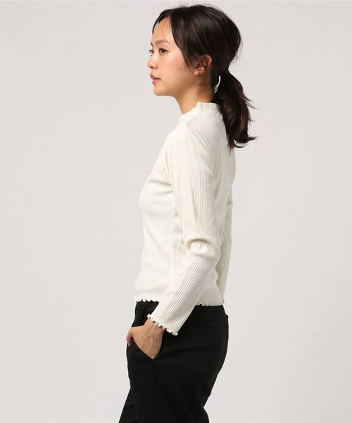 flower(フラワー)の「スタンドフリルトップ(Tシャツ/カットソー・レディース・ホワイト/ブラック・FREE)」の3枚目の写真