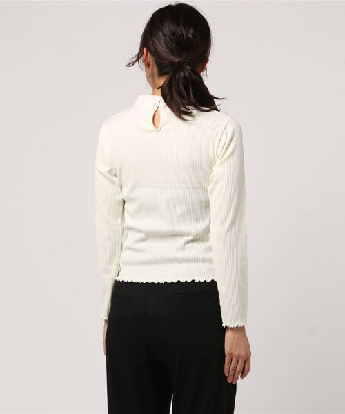 flower(フラワー)の「スタンドフリルトップ(Tシャツ/カットソー・レディース・ホワイト/ブラック・FREE)」の4枚目の写真