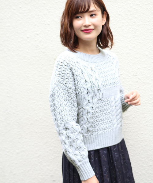 apres jour（アプレジュール）の「ケーブルパッチワークニット【ZOZOTOWN限定アイテム】（ニット/セーター・レディース・ライトグレー/ベージュ/オフホワイト/キャメル/マスタード/ダークネイビー・フリー）」の19枚目の写真