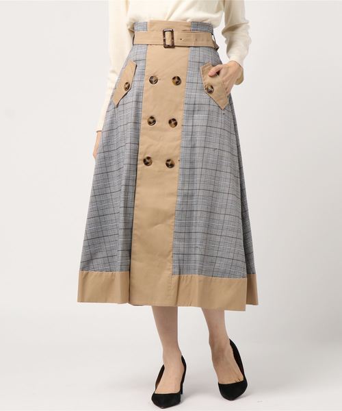 archives（アルシーヴ）の「異素材切替トレンチスカート（スカート・レディース・ブラック/ベージュ/モカ・MEDIUM）」の6枚目の写真