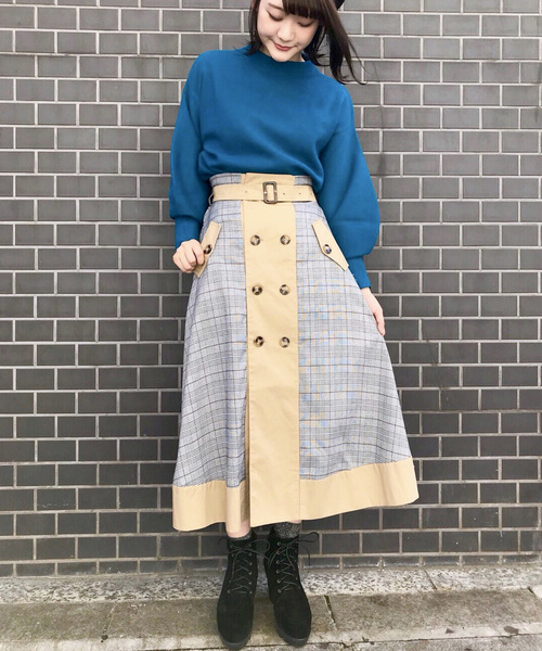 archives（アルシーヴ）の「異素材切替トレンチスカート（スカート・レディース・ブラック/ベージュ/モカ・MEDIUM）」の8枚目の写真