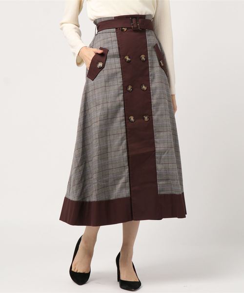 archives（アルシーヴ）の「異素材切替トレンチスカート（スカート・レディース・ブラック/ベージュ/モカ・MEDIUM）」の3枚目の写真