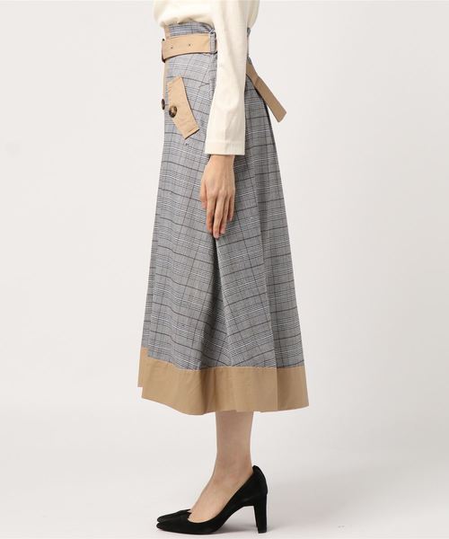 archives（アルシーヴ）の「異素材切替トレンチスカート（スカート・レディース・ブラック/ベージュ/モカ・MEDIUM）」の5枚目の写真