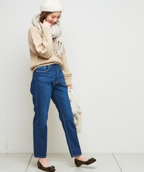 natural couture（ナチュラルクチュール）の「ハイウエストストレートデニム（デニムパンツ・レディース・インディゴブルー/ブルー・SMALL/MEDIUM）」の3枚目の写真