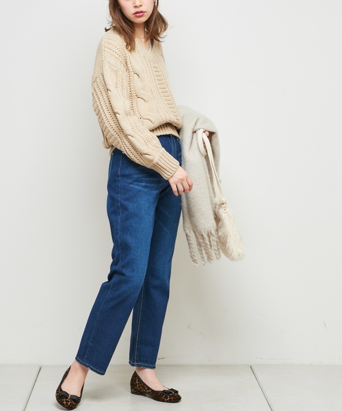 natural couture（ナチュラルクチュール）の「ハイウエストストレートデニム（デニムパンツ・レディース・インディゴブルー/ブルー・SMALL/MEDIUM）」の5枚目の写真