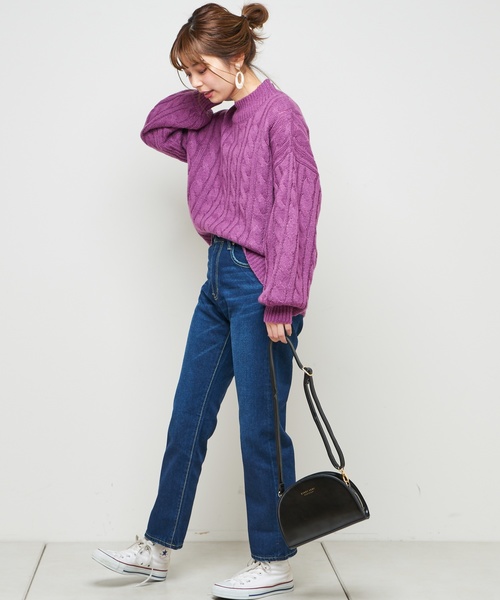 natural couture（ナチュラルクチュール）の「ハイウエストストレートデニム（デニムパンツ・レディース・インディゴブルー/ブルー・SMALL/MEDIUM）」の6枚目の写真