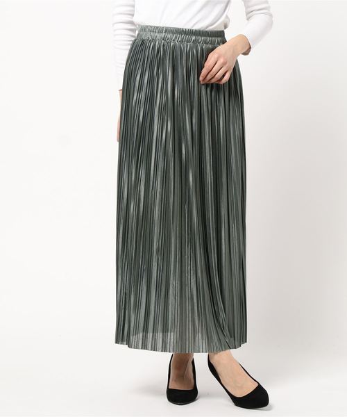 KOBE LETTUCE（コウベレタス）の「ロング丈／マキシ丈2typeサテンプリーツスカート（スカート・レディース・ブラック/パープル/グレー/ベージュ系その他/グリーン/モカ/ホワイト/ラベンダー/グリーン系その他/ピンク/ベージュ/グレー系その他2/ブラウン系その他2/ベージュ系その他2/ベージュ系その他3/グリーン系その他2/パープル系その他2/オリーブ/パープル系その他/アイボリー/ホワイト系その他/グレー系その他/ブラウン系その他・FREE）」の15枚目の写真