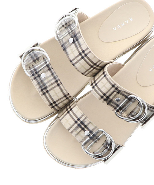 RANDA(ランダ)の「バックルデザインスポーティーサンダル(サンダル・レディース・ピンク/シルバー/チェック・LL/S/M/L)」の5枚目の写真