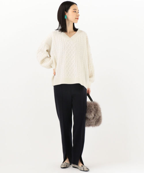 SHIPS(シップス)の「WRAPINKNOT:ミラノリブパンツ(その他パンツ・レディース・ホワイト/ネイビー・ONE SIZE)」の8枚目の写真