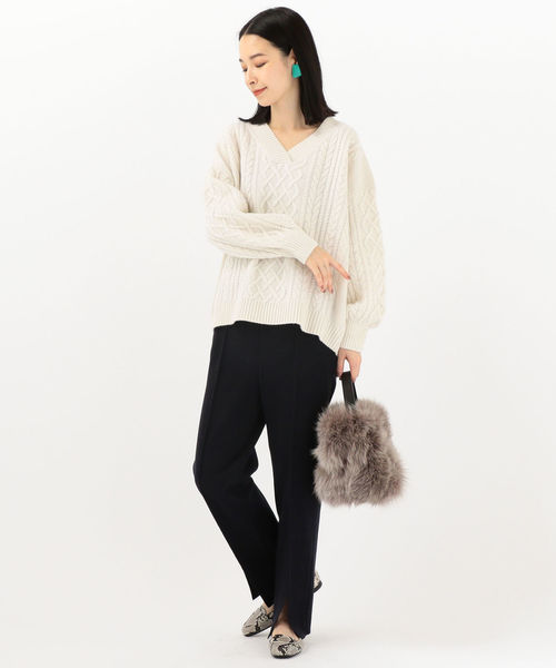 SHIPS(シップス)の「WRAPINKNOT:ミラノリブパンツ(その他パンツ・レディース・ホワイト/ネイビー・ONE SIZE)」の7枚目の写真