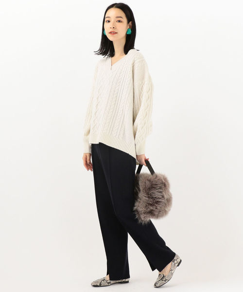 SHIPS(シップス)の「WRAPINKNOT:ミラノリブパンツ(その他パンツ・レディース・ホワイト/ネイビー・ONE SIZE)」の6枚目の写真