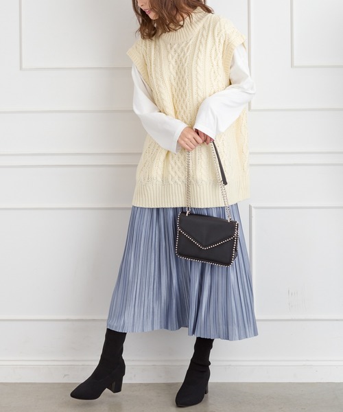 SpRay（スプレイ）の「サテンプリーツスカート（スカート・レディース・ブラック/ブラウン/グレー/ブルー/モカ/ライトカーキ/ピンク系その他/ライトベージュ・FREE）」の20枚目の写真