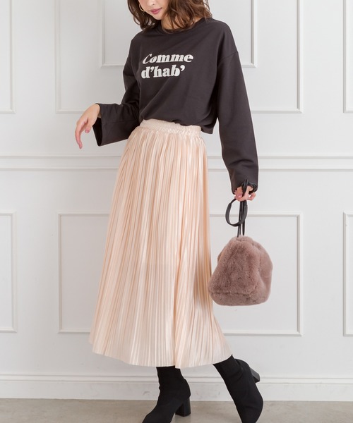 SpRay（スプレイ）の「サテンプリーツスカート（スカート・レディース・ブラック/ブラウン/グレー/ブルー/モカ/ライトカーキ/ピンク系その他/ライトベージュ・FREE）」の19枚目の写真