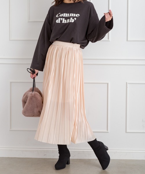 SpRay（スプレイ）の「サテンプリーツスカート（スカート・レディース・ブラック/ブラウン/グレー/ブルー/モカ/ライトカーキ/ピンク系その他/ライトベージュ・FREE）」の18枚目の写真