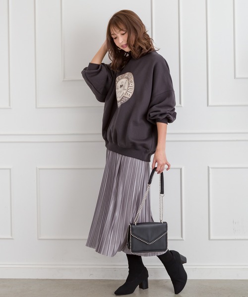 SpRay（スプレイ）の「サテンプリーツスカート（スカート・レディース・ブラック/ブラウン/グレー/ブルー/モカ/ライトカーキ/ピンク系その他/ライトベージュ・FREE）」の17枚目の写真