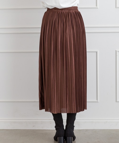SpRay（スプレイ）の「サテンプリーツスカート（スカート・レディース・ブラック/ブラウン/グレー/ブルー/モカ/ライトカーキ/ピンク系その他/ライトベージュ・FREE）」の14枚目の写真