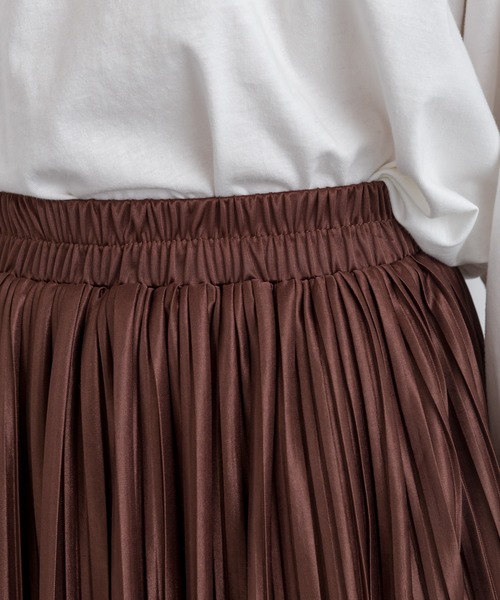 SpRay（スプレイ）の「サテンプリーツスカート（スカート・レディース・ブラック/ブラウン/グレー/ブルー/モカ/ライトカーキ/ピンク系その他/ライトベージュ・FREE）」の13枚目の写真