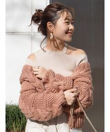 MERCURYDUO | アシメネックスリットリブニット(ニット/セーター)