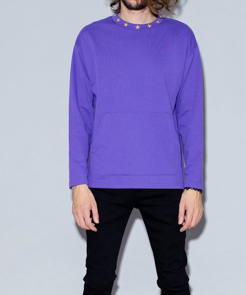 NO ID.(ノーアイディ)の「【NO ID.】Neck Embroidery Pullover / ネック 刺繍 プルオーバー(Tシャツ/カットソー・メンズ・ブラック/オレンジ/パープル/アイボリー・1/2)」の7枚目の写真