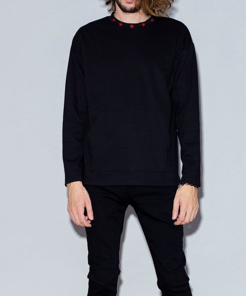 NO ID.(ノーアイディ)の「【NO ID.】Neck Embroidery Pullover / ネック 刺繍 プルオーバー(Tシャツ/カットソー・メンズ・ブラック/オレンジ/パープル/アイボリー・1/2)」の8枚目の写真