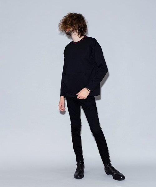 NO ID.(ノーアイディ)の「【NO ID.】Neck Embroidery Pullover / ネック 刺繍 プルオーバー(Tシャツ/カットソー・メンズ・ブラック/オレンジ/パープル/アイボリー・1/2)」の10枚目の写真