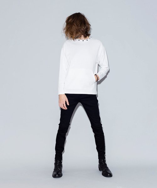 NO ID.(ノーアイディ)の「【NO ID.】Neck Embroidery Pullover / ネック 刺繍 プルオーバー(Tシャツ/カットソー・メンズ・ブラック/オレンジ/パープル/アイボリー・1/2)」の15枚目の写真