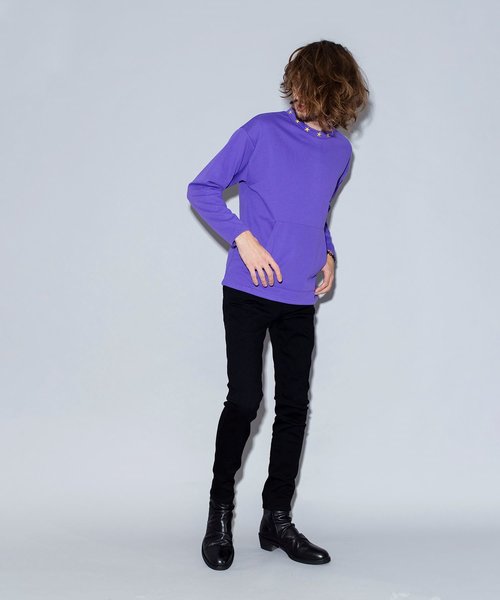 NO ID.(ノーアイディ)の「【NO ID.】Neck Embroidery Pullover / ネック 刺繍 プルオーバー(Tシャツ/カットソー・メンズ・ブラック/オレンジ/パープル/アイボリー・1/2)」の17枚目の写真