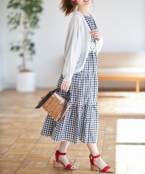 tocco closet（トッコ　クローゼット）の「ラメ入りスカラップカットボレロ（カーディガン/ボレロ・レディース・ベージュ/ネイビー/グレー系その他・M）」の8枚目の写真