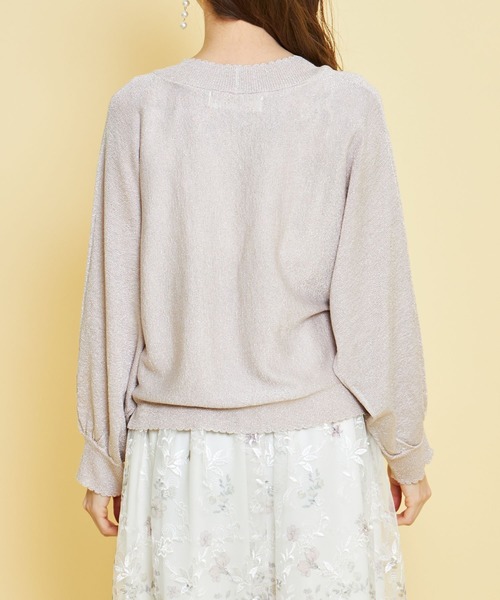 tocco closet（トッコ　クローゼット）の「ラメ入りスカラップカットボレロ（カーディガン/ボレロ・レディース・ベージュ/ネイビー/グレー系その他・M）」の9枚目の写真