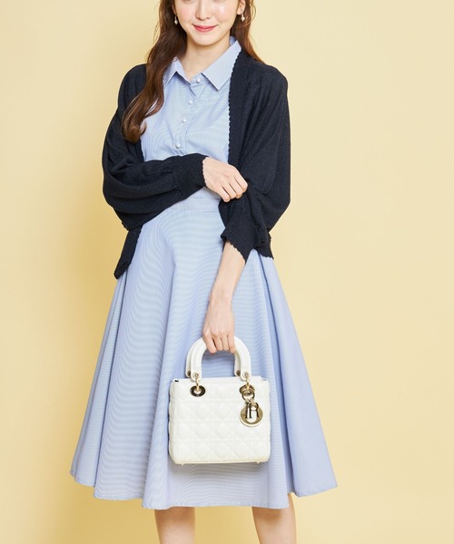 tocco closet（トッコ　クローゼット）の「ラメ入りスカラップカットボレロ（カーディガン/ボレロ・レディース・ベージュ/ネイビー/グレー系その他・M）」の5枚目の写真