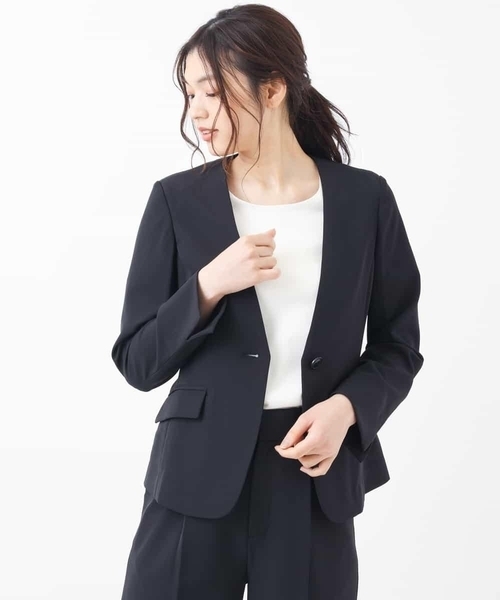 a.v.v（アーヴェヴェ）の「【セットアップ対応】Ｖネックジャケット（セットアップ・レディース・ブラック/ベージュ/ブルー・38/40/42/36/34）」の12枚目の写真