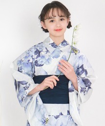 KYOETSU（キョウエツ）の「簡単着付け ワンピース 浴衣 女の子 2点セット( ワンピース浴衣 + 帯 )（浴衣）」