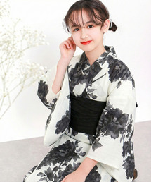 KYOETSU（キョウエツ）の「簡単着付け ワンピース 浴衣 女の子 2点セット( ワンピース浴衣 + 帯 )（浴衣）」