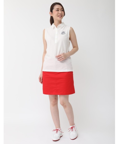 ZOY（ゾーイ）の「《ZOY》サンダイヤ鹿の子ノースリーブポロシャツ（ポロシャツ・レディース・ホワイト/レッド・36/38/40）」の7枚目の写真