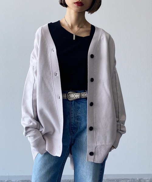 PAGEBOY(ページボーイ)の「WフェイスBIGカーデ(カーディガン/ボレロ・レディース・ブラウン/オフホワイト/グレイッシュベージュ/ブラック・FREE)」の4枚目の写真