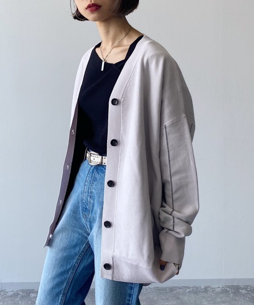 PAGEBOY(ページボーイ)の「WフェイスBIGカーデ(カーディガン/ボレロ・レディース・ブラウン/オフホワイト/グレイッシュベージュ/ブラック・FREE)」の8枚目の写真