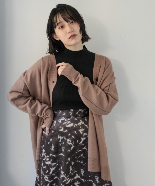 PAGEBOY(ページボーイ)の「WフェイスBIGカーデ(カーディガン/ボレロ・レディース・ブラウン/オフホワイト/グレイッシュベージュ/ブラック・FREE)」の10枚目の写真