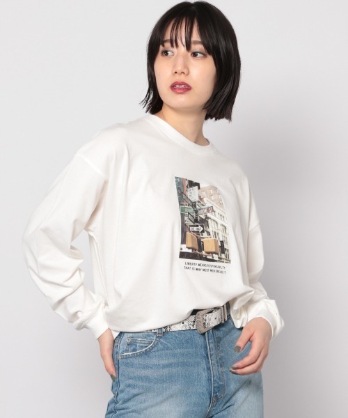 PAGEBOY（ページボーイ）の「バックロゴフォトロンT /プリントロンT（Tシャツ/カットソー・レディース・チャコールグレー/ブラック/オフホワイト・FREE）」の2枚目の写真