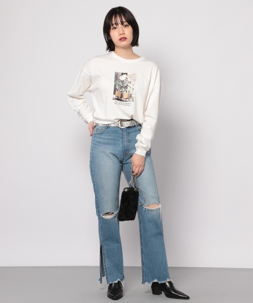 PAGEBOY（ページボーイ）の「バックロゴフォトロンT /プリントロンT（Tシャツ/カットソー・レディース・チャコールグレー/ブラック/オフホワイト・FREE）」の4枚目の写真