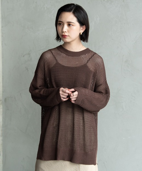 Aunt Marie's（アントマリーズ）の「フィッシュネットニット / Aunt Marie's（ニット/セーター・レディース・ブラック/ブラウン/モカ/グリーン・FREE）」の8枚目の写真