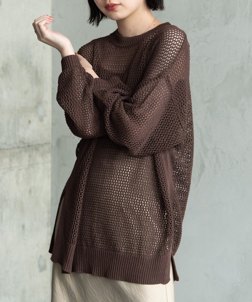 Aunt Marie's（アントマリーズ）の「フィッシュネットニット / Aunt Marie's（ニット/セーター・レディース・ブラック/ブラウン/モカ/グリーン・FREE）」の5枚目の写真