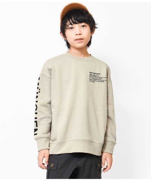 RAT EFFECT（ラットエフェクト）の「【裏起毛】袖プリントビッグトレーナー（スウェット・キッズ・チャコールグレー/ブラウン/ブラック/ベージュ/オフホワイト/カーキ/ブルー・120/130/140/150/160/170）」の5枚目の写真