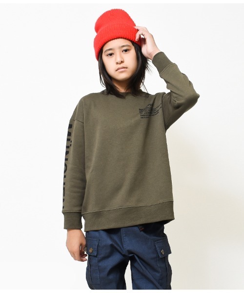 RAT EFFECT（ラットエフェクト）の「【裏起毛】袖プリントビッグトレーナー（スウェット・キッズ・チャコールグレー/ブラウン/ブラック/ベージュ/オフホワイト/カーキ/ブルー・120/130/140/150/160/170）」の6枚目の写真