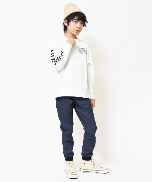 RAT EFFECT（ラットエフェクト）の「【裏起毛】袖プリントビッグトレーナー（スウェット・キッズ・チャコールグレー/ブラウン/ブラック/ベージュ/オフホワイト/カーキ/ブルー・120/130/140/150/160/170）」の10枚目の写真