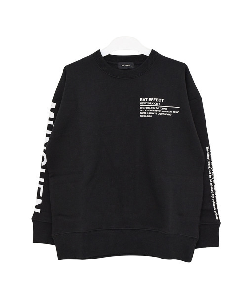 RAT EFFECT（ラットエフェクト）の「【裏起毛】袖プリントビッグトレーナー（スウェット・キッズ・チャコールグレー/ブラウン/ブラック/ベージュ/オフホワイト/カーキ/ブルー・120/130/140/150/160/170）」の12枚目の写真