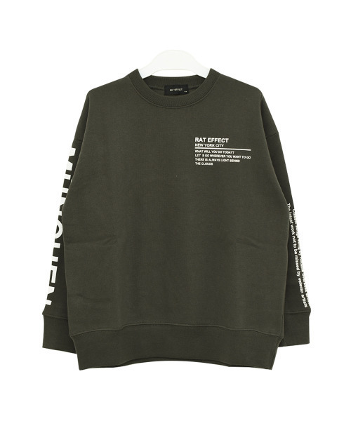 RAT EFFECT（ラットエフェクト）の「【裏起毛】袖プリントビッグトレーナー（スウェット・キッズ・チャコールグレー/ブラウン/ブラック/ベージュ/オフホワイト/カーキ/ブルー・120/130/140/150/160/170）」の14枚目の写真
