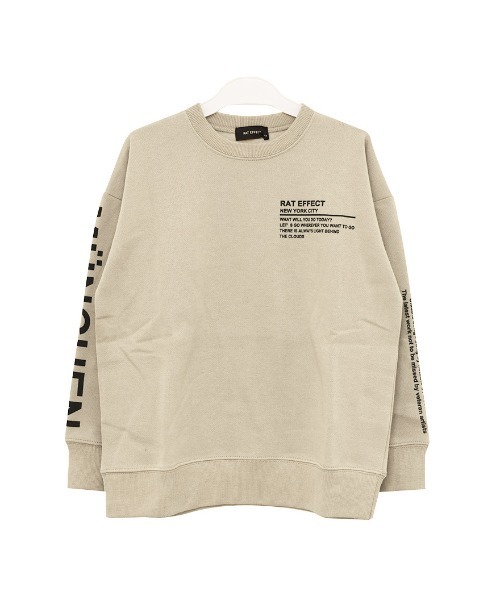 RAT EFFECT（ラットエフェクト）の「【裏起毛】袖プリントビッグトレーナー（スウェット・キッズ・チャコールグレー/ブラウン/ブラック/ベージュ/オフホワイト/カーキ/ブルー・120/130/140/150/160/170）」の22枚目の写真