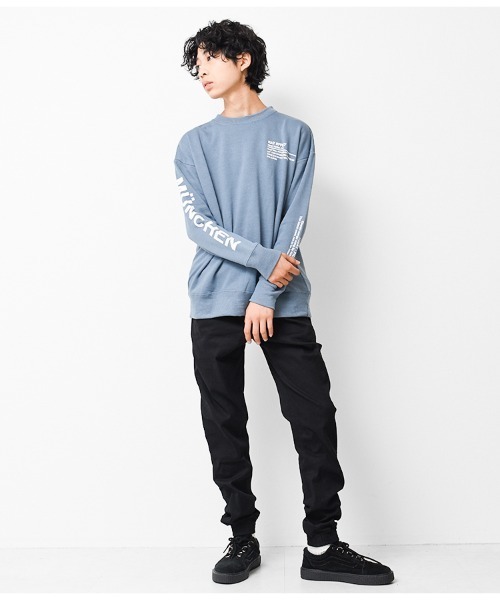 RAT EFFECT（ラットエフェクト）の「【裏起毛】袖プリントビッグトレーナー（スウェット・キッズ・チャコールグレー/ブラウン/ブラック/ベージュ/オフホワイト/カーキ/ブルー・120/130/140/150/160/170）」の21枚目の写真