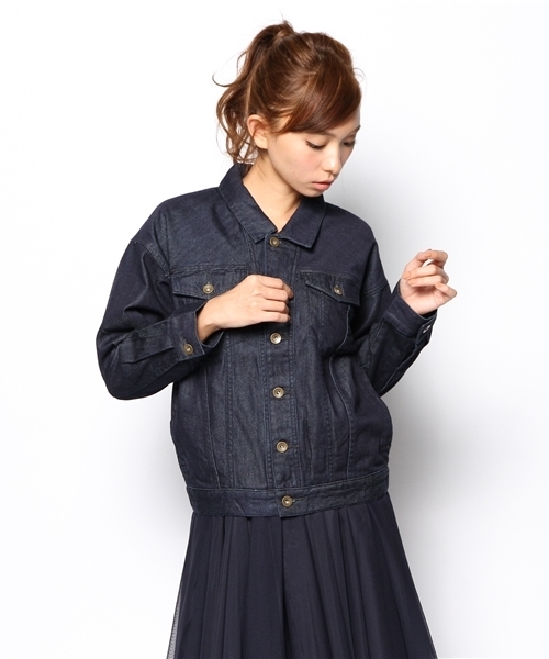 CIAOPANIC（チャオパニック）の「【Ciaopanic】ソフトデニムBigGジャン（デニムジャケット・レディース・インディゴブルー/ホワイト・FREE）」の2枚目の写真